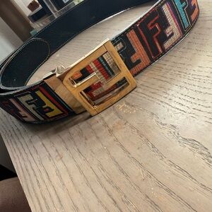 Fendi Multi versatile Designer Belt with Gold Buckle